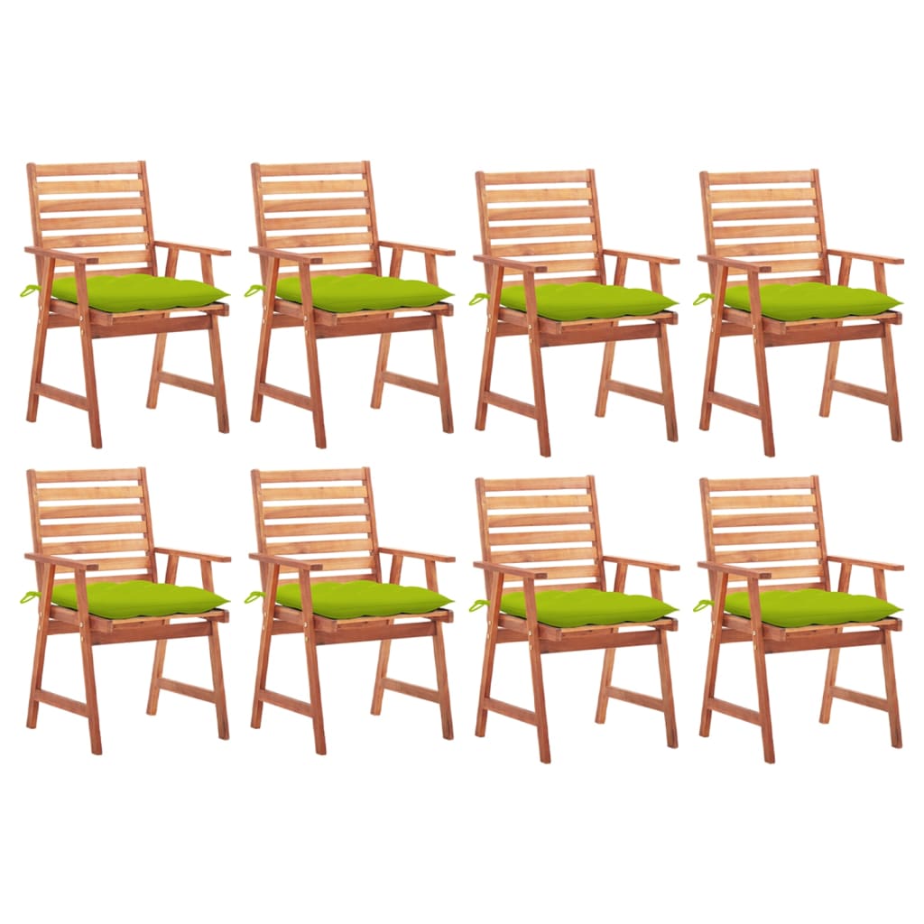 Tuinstoelen 8 st met kussens massief acaciahout – afbeelding 1