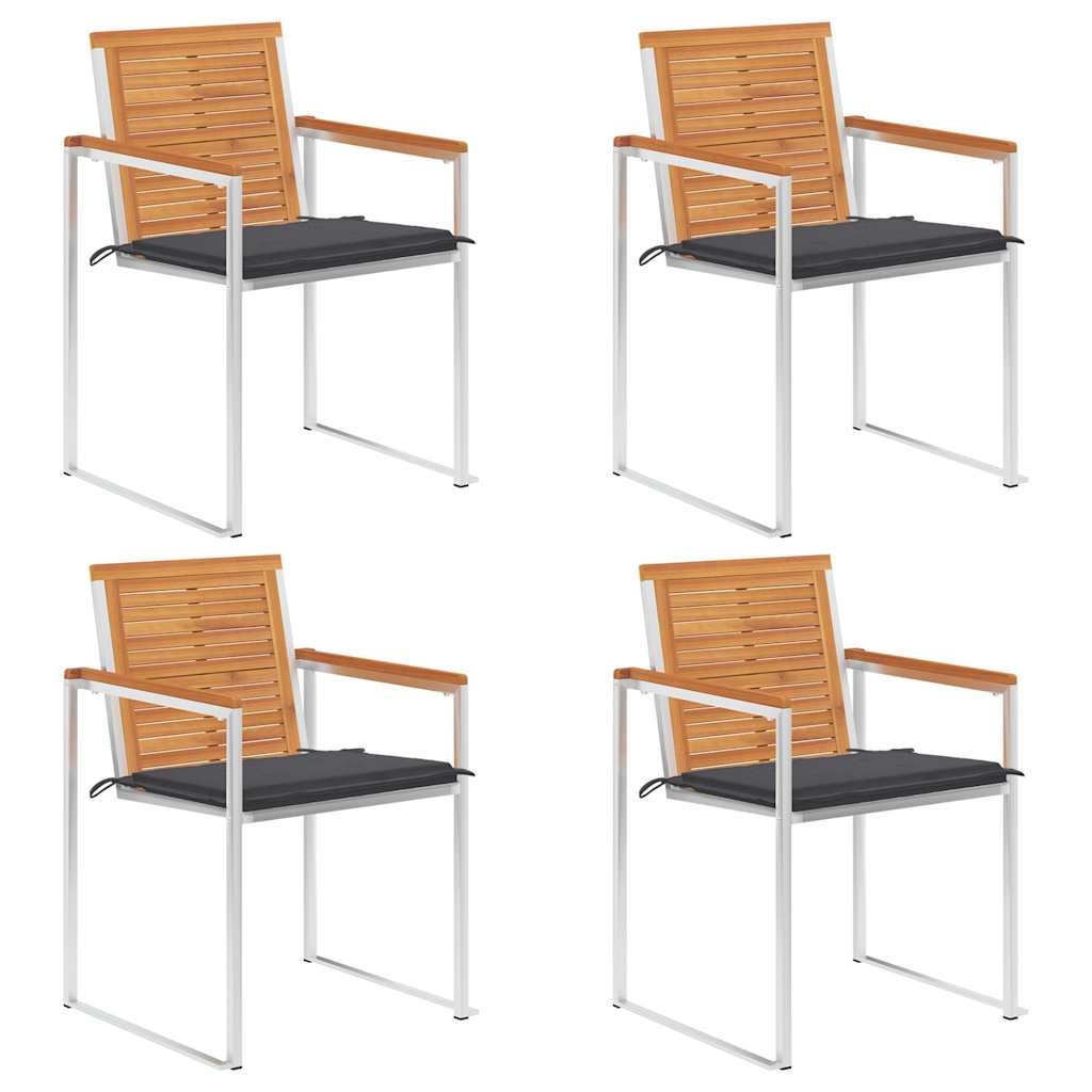 Tuinstoelen 4 st met kussens massief acaciahout – afbeelding 1