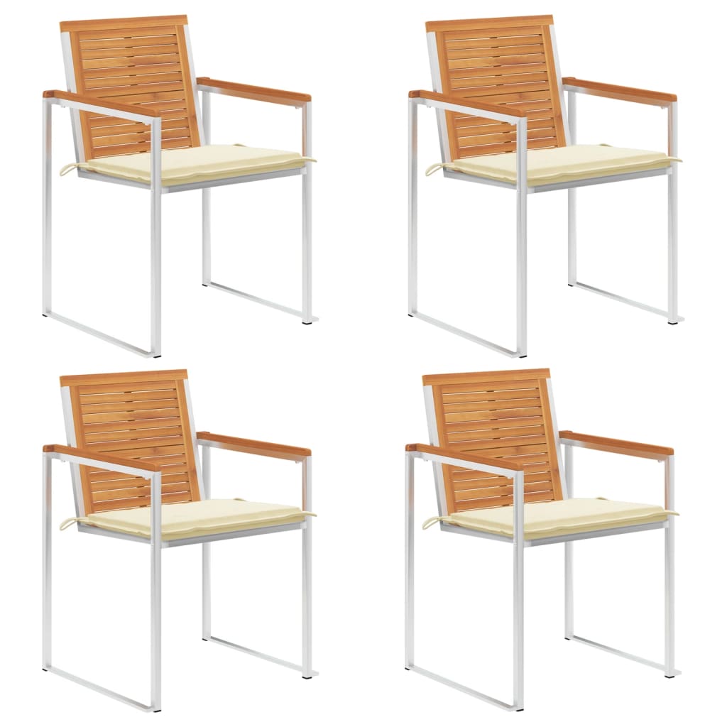 Tuinstoelen 4 st met kussens massief acaciahout