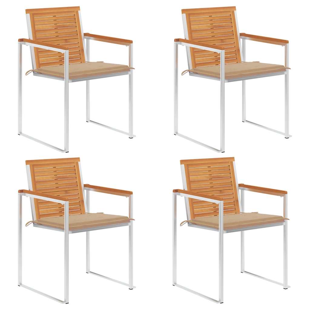 Tuinstoelen 4 st met kussens massief acaciahout