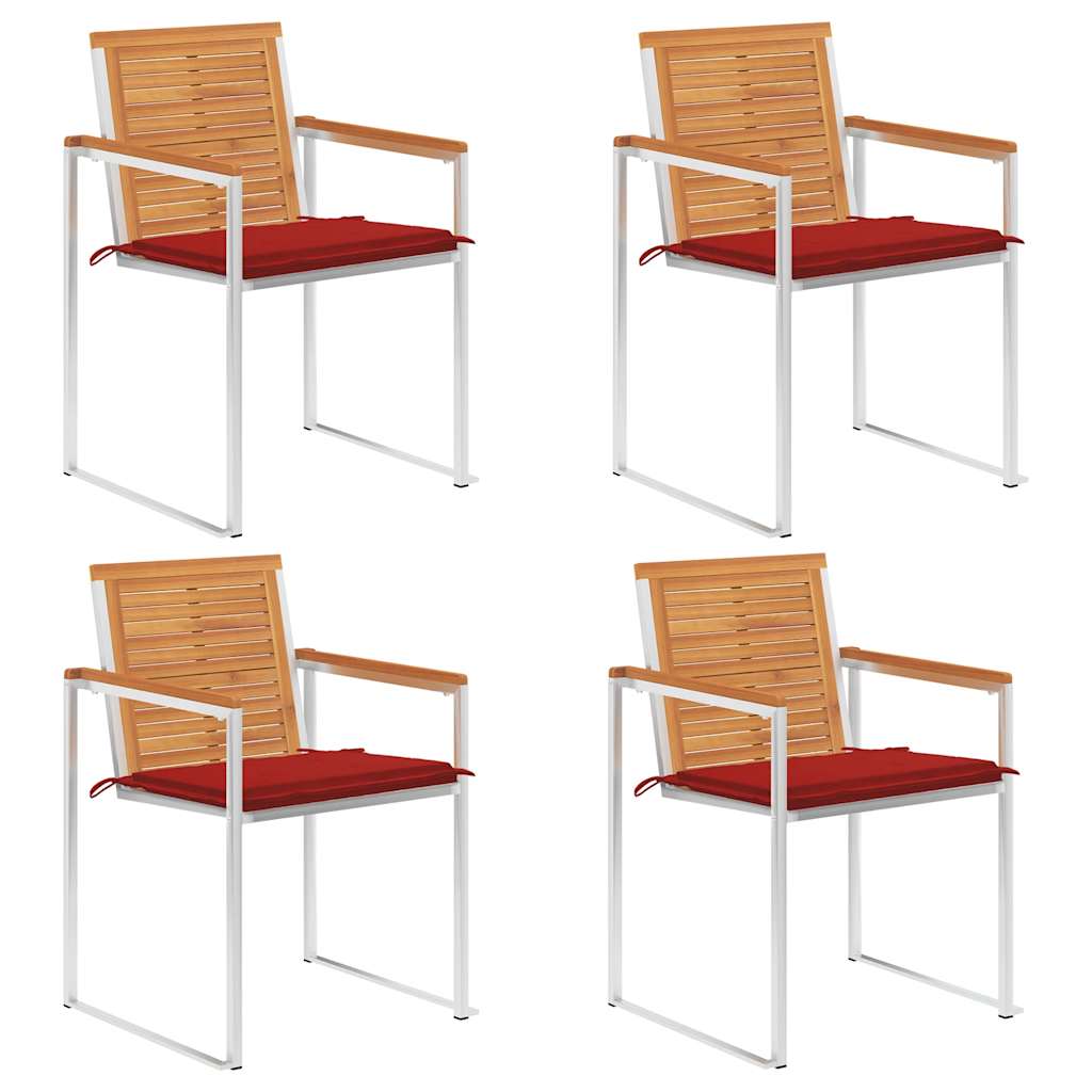 Tuinstoelen 4 st met kussens massief acaciahout