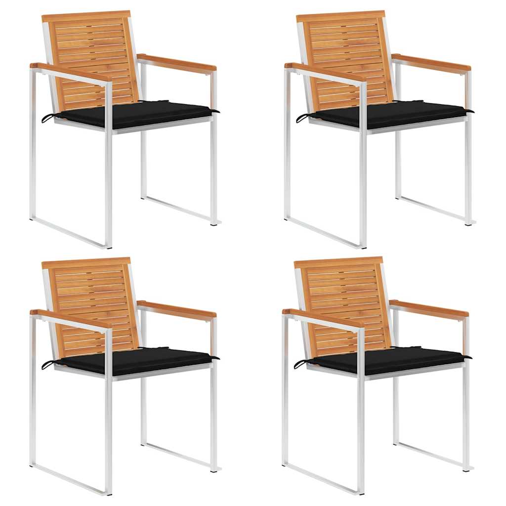 Tuinstoelen 4 st met kussens massief acaciahout – afbeelding 1