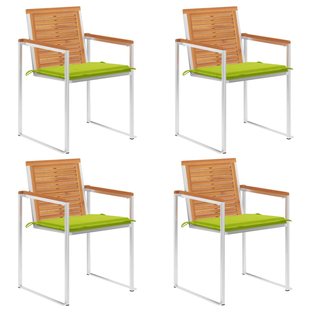 Tuinstoelen 4 st met kussens massief acaciahout – afbeelding 1