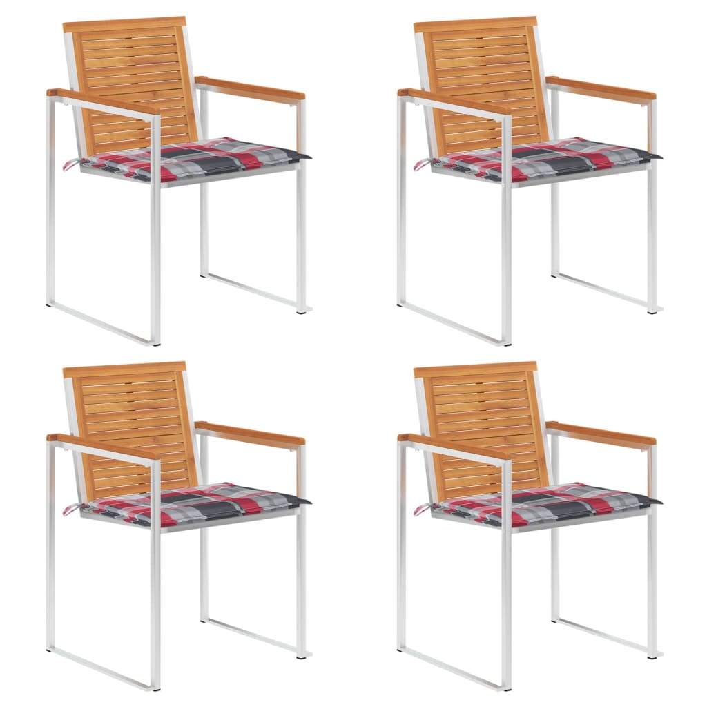 Tuinstoelen 4 st met kussens massief acaciahout – afbeelding 1