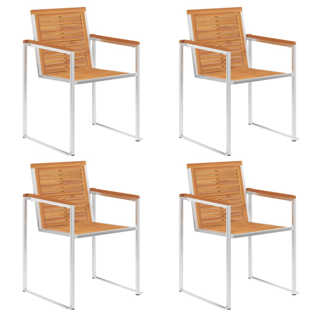 Tuinstoelen 4 st met kussens massief acaciahout – afbeelding 3