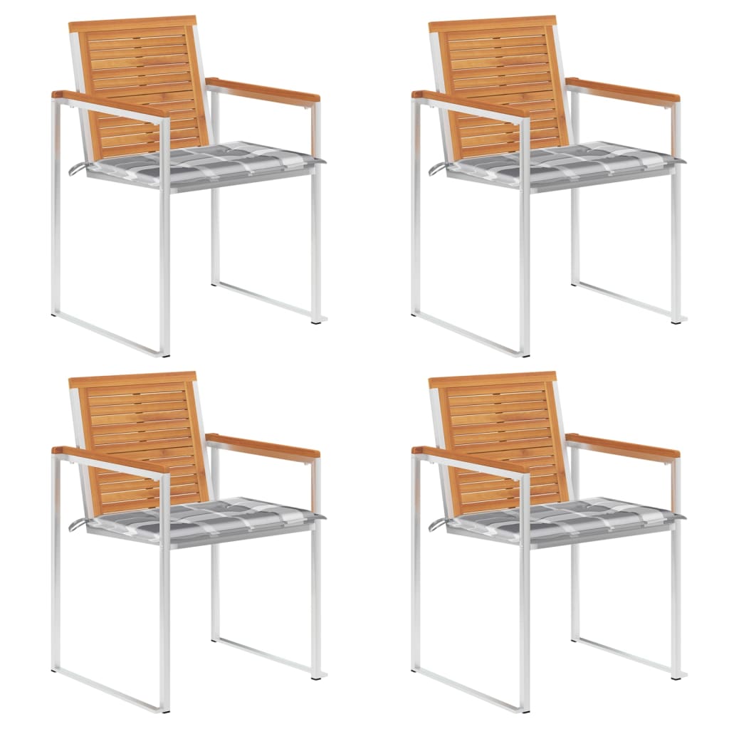 Tuinstoelen 4 st met kussens massief acaciahout – afbeelding 1