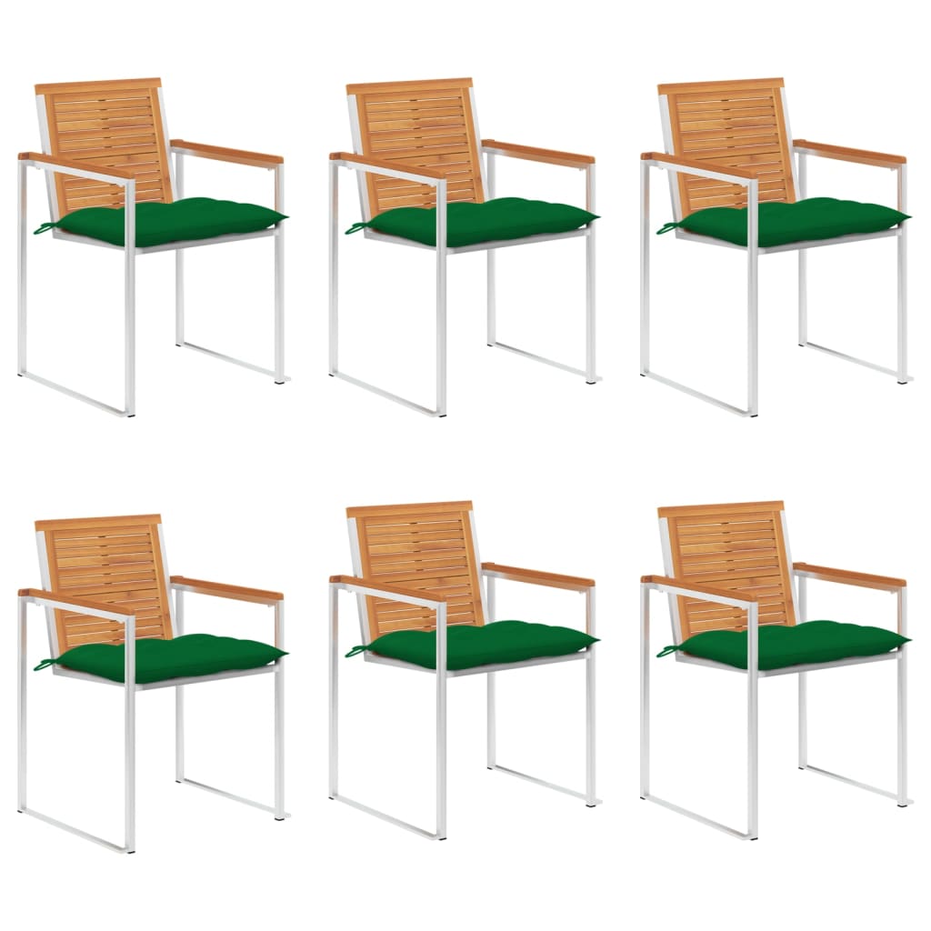 Tuinstoelen 6 st met kussens massief acaciahout – afbeelding 1