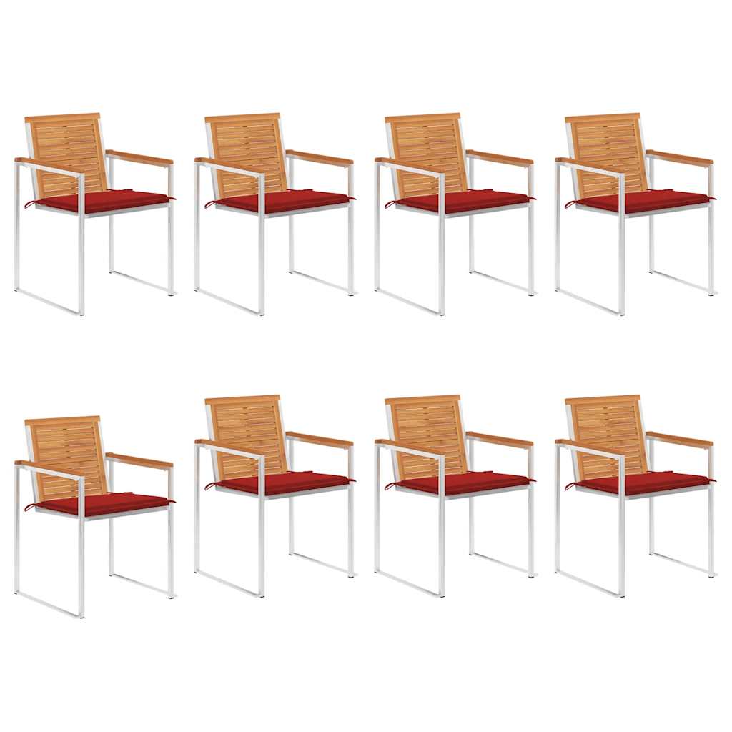 Tuinstoelen 8 st met kussens massief acaciahout – afbeelding 1
