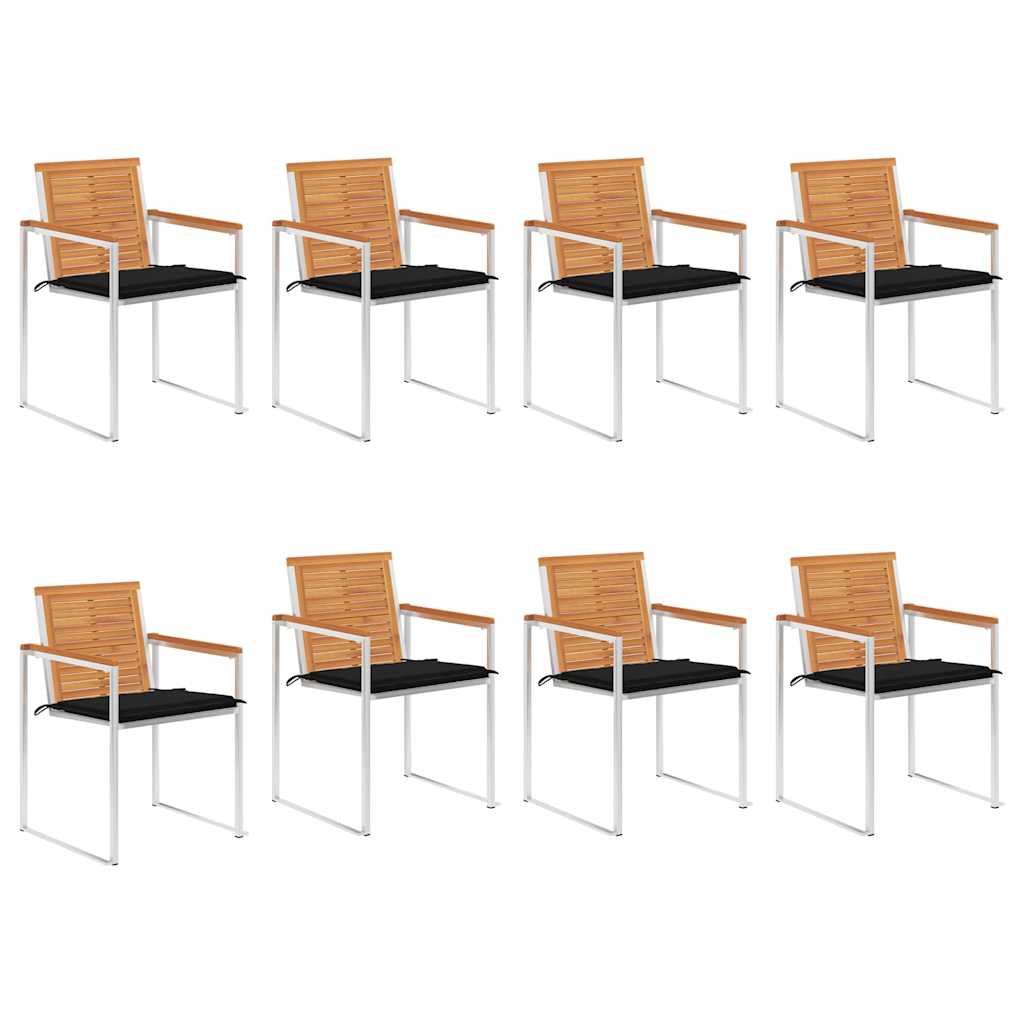 Tuinstoelen 8 st met kussens massief acaciahout – afbeelding 1
