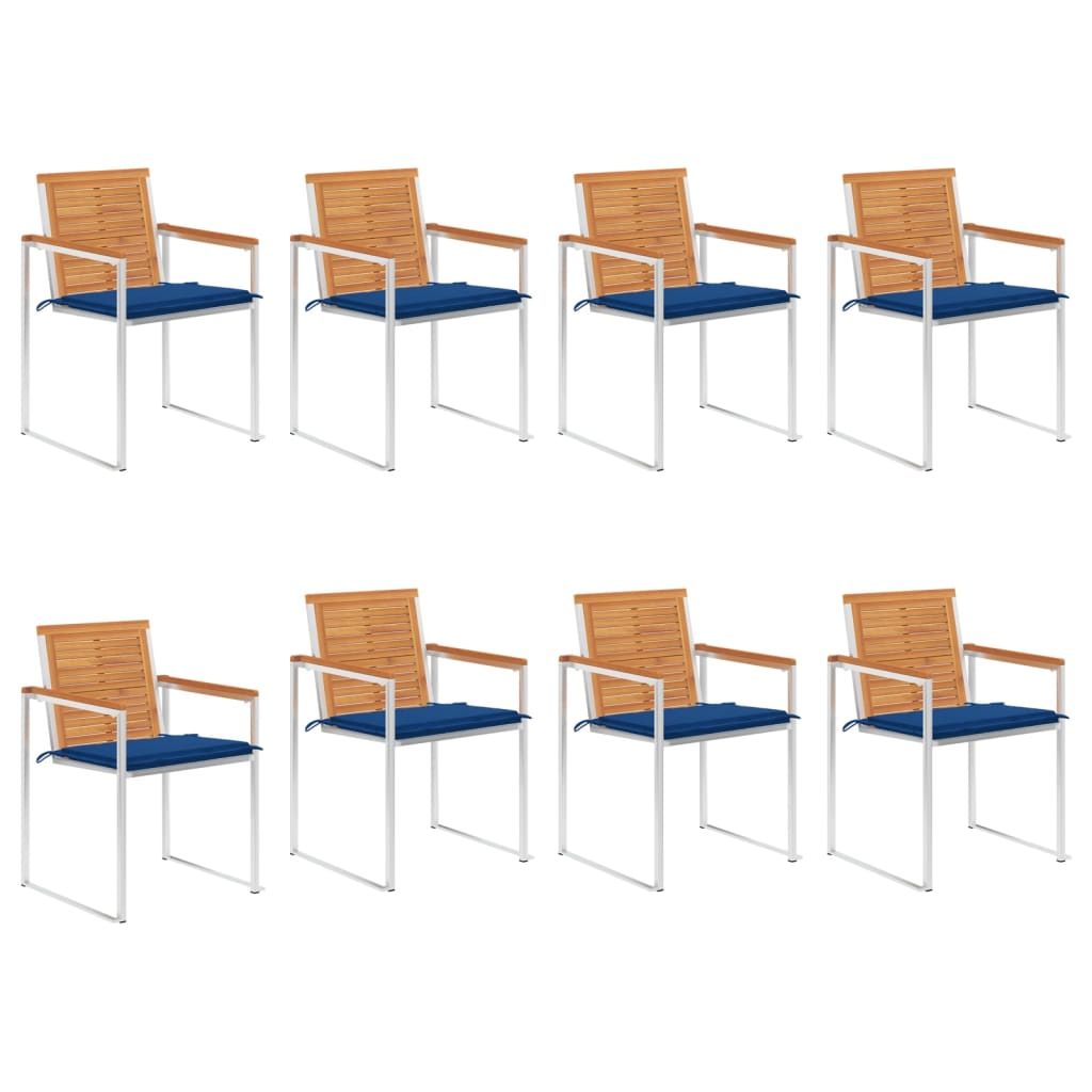 Tuinstoelen 8 st met kussens massief acaciahout