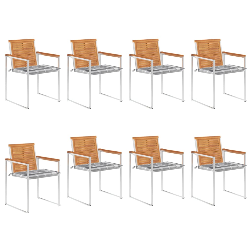 Tuinstoelen 8 st met kussens massief acaciahout – afbeelding 1