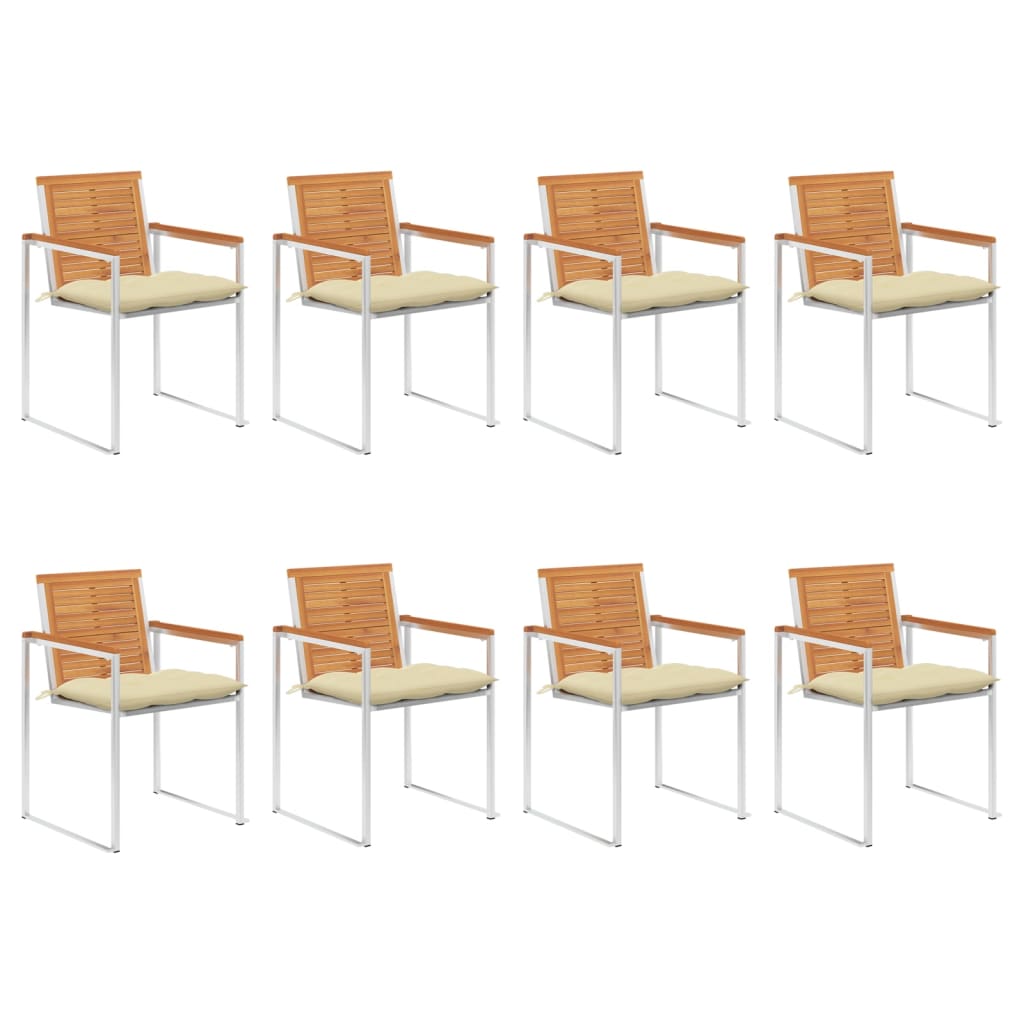 Tuinstoelen 8 st met kussens massief acaciahout
