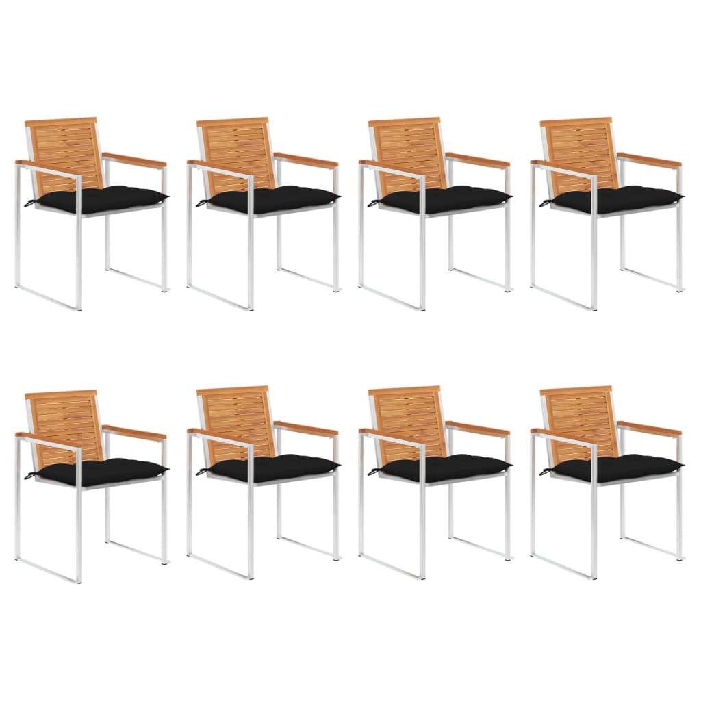 Tuinstoelen 8 st met kussens massief acaciahout – afbeelding 1