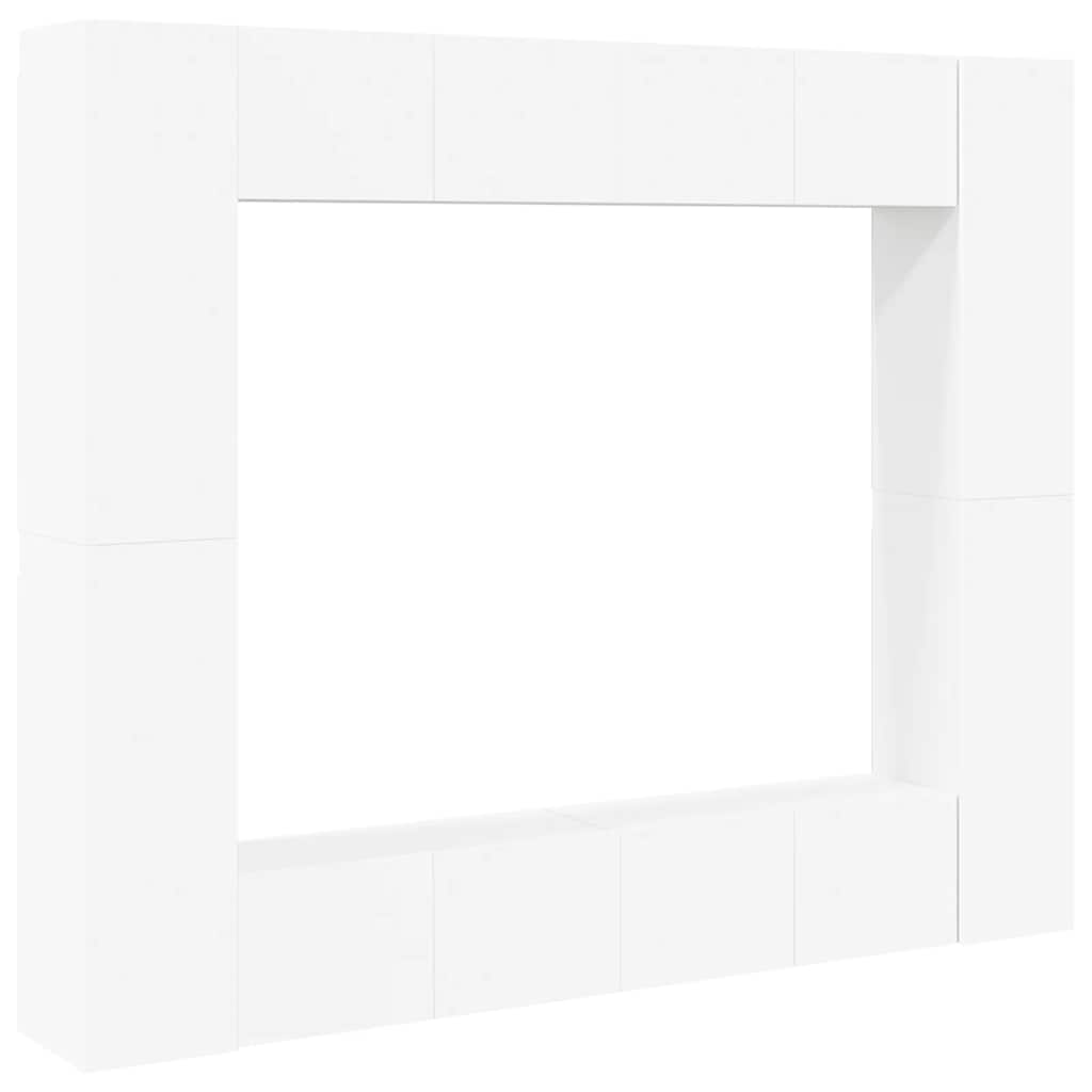 8-delige Tv-meubelset bewerkt hout wit – afbeelding 2