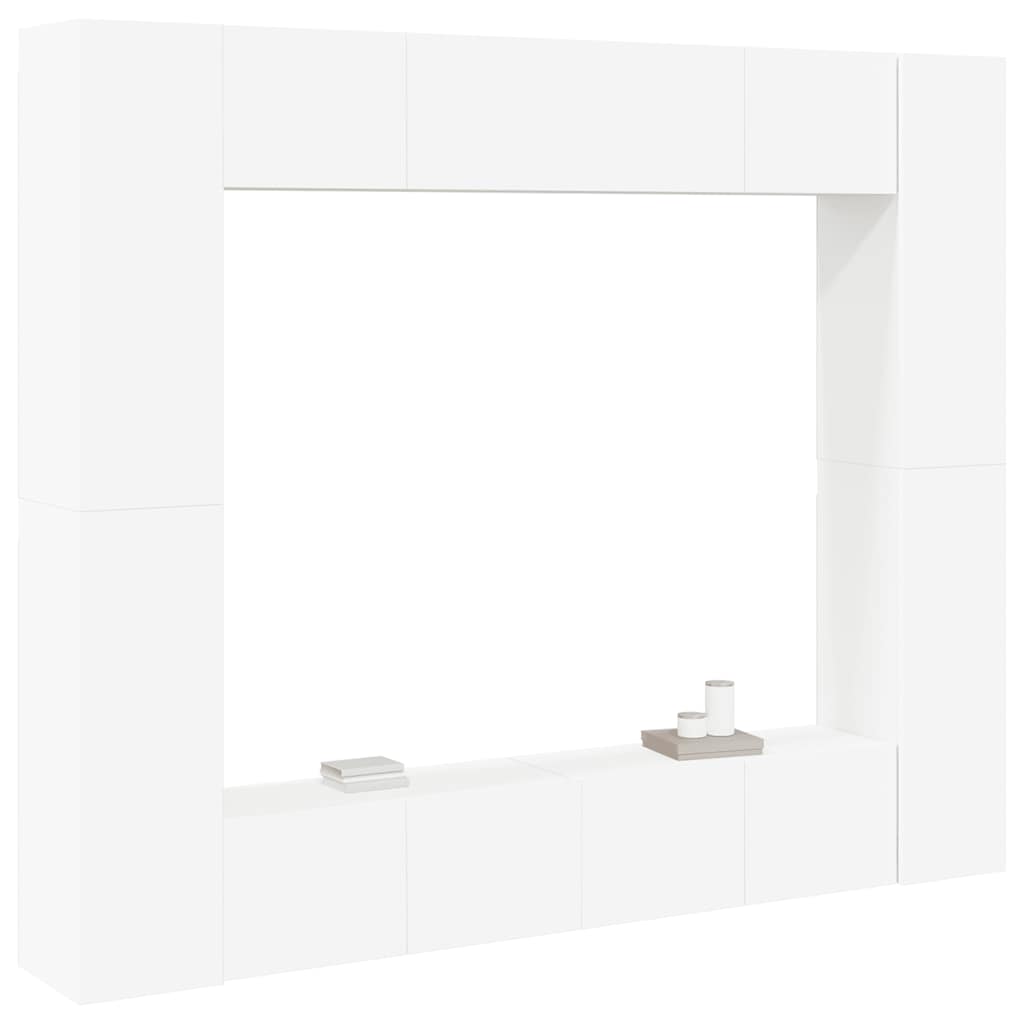 8-delige Tv-meubelset bewerkt hout wit – afbeelding 3