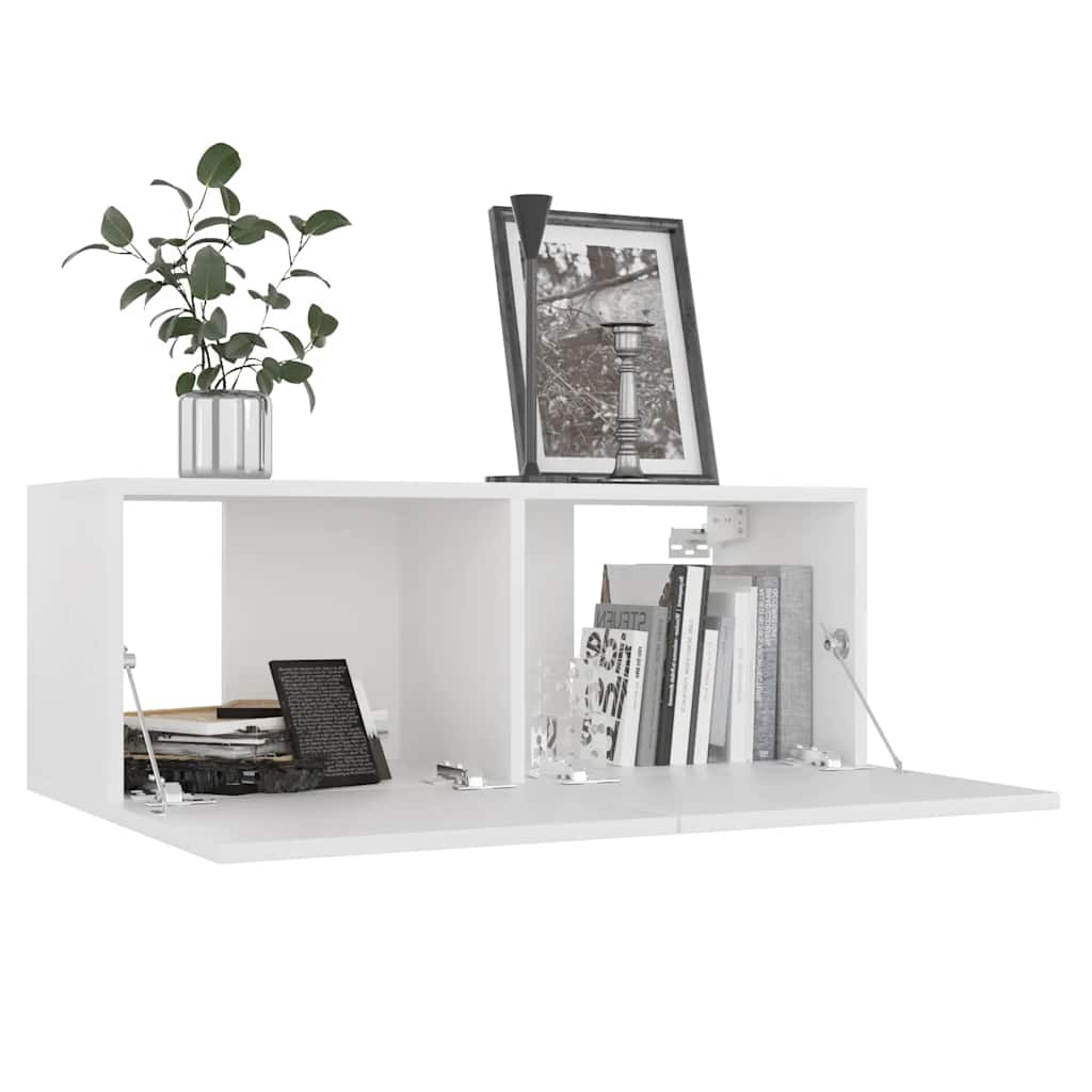 8-delige Tv-meubelset bewerkt hout wit – afbeelding 4