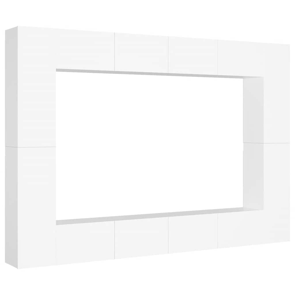 8-delige Tv-meubelset bewerkt hout wit – afbeelding 2