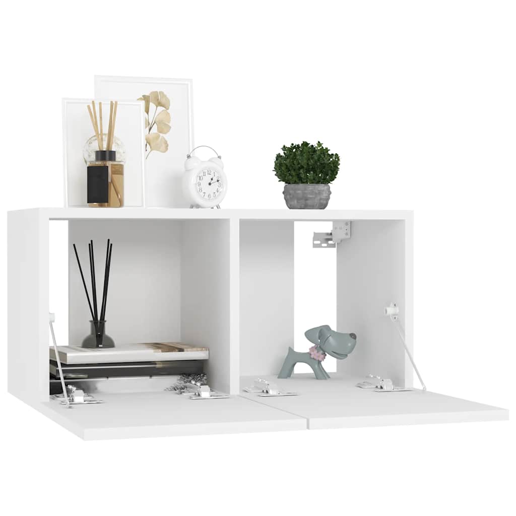 7-delige Tv-meubelset bewerkt hout wit – afbeelding 4