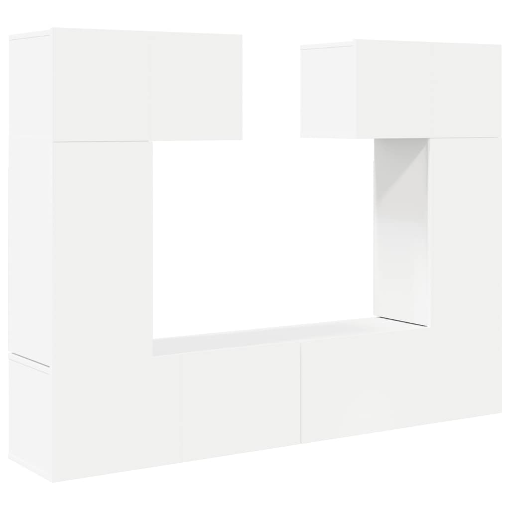6-delige Tv-meubelset bewerkt hout wit – afbeelding 2