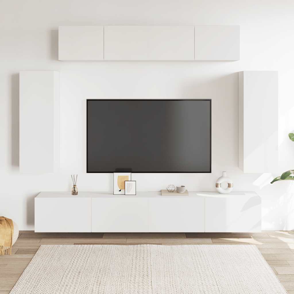 6-delige Tv-meubelset bewerkt hout wit
