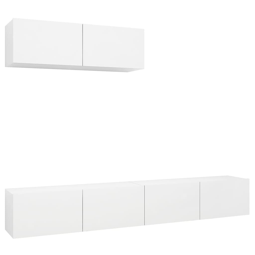 Tv-meubelen 3 st bewerkt hout wit – afbeelding 2