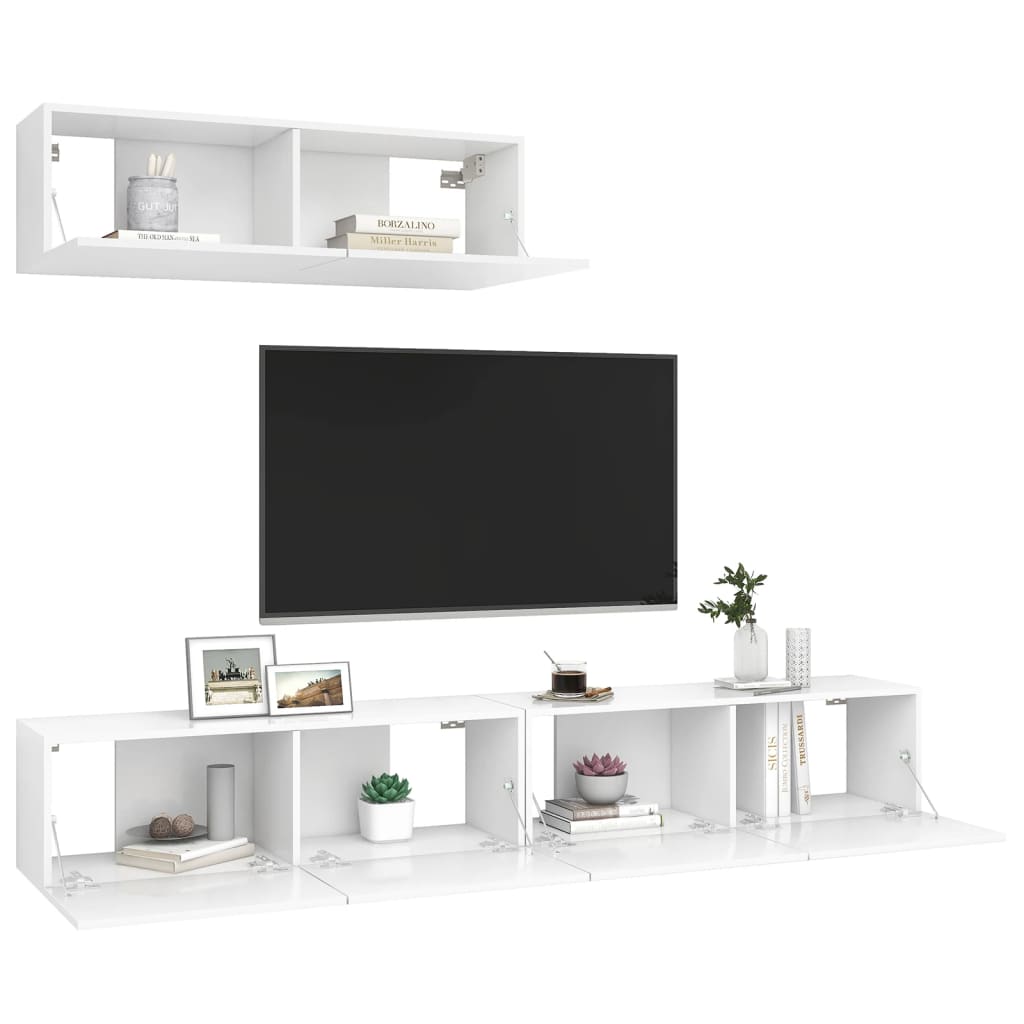 Tv-meubelen 3 st bewerkt hout wit – afbeelding 5