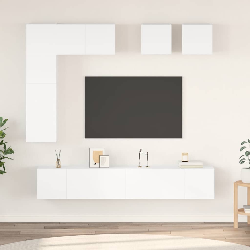 8-delige Tv-meubelset bewerkt hout wit