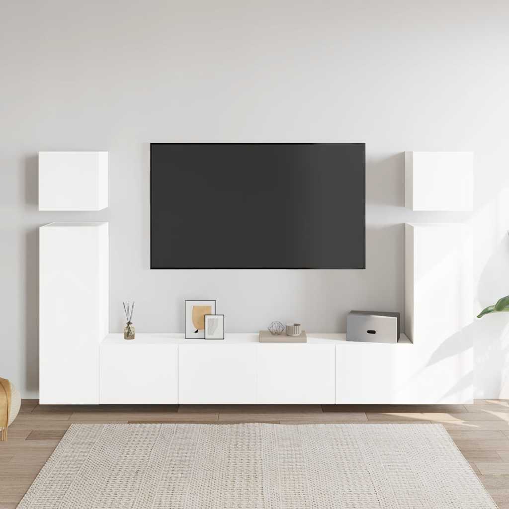 8-delige Tv-meubelset bewerkt hout wit