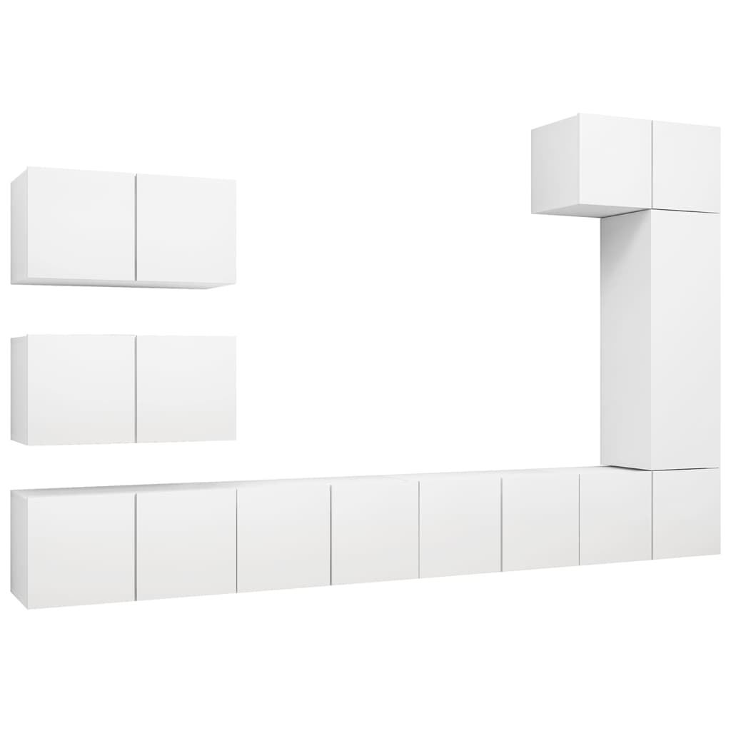 8-delige Tv-meubelset bewerkt hout wit – afbeelding 2