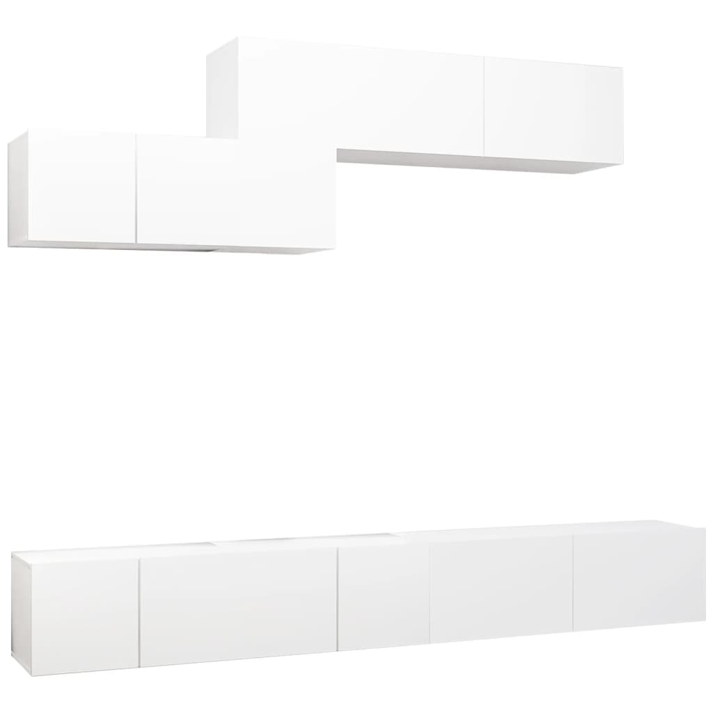 6-delige Tv-meubelset bewerkt hout wit – afbeelding 2