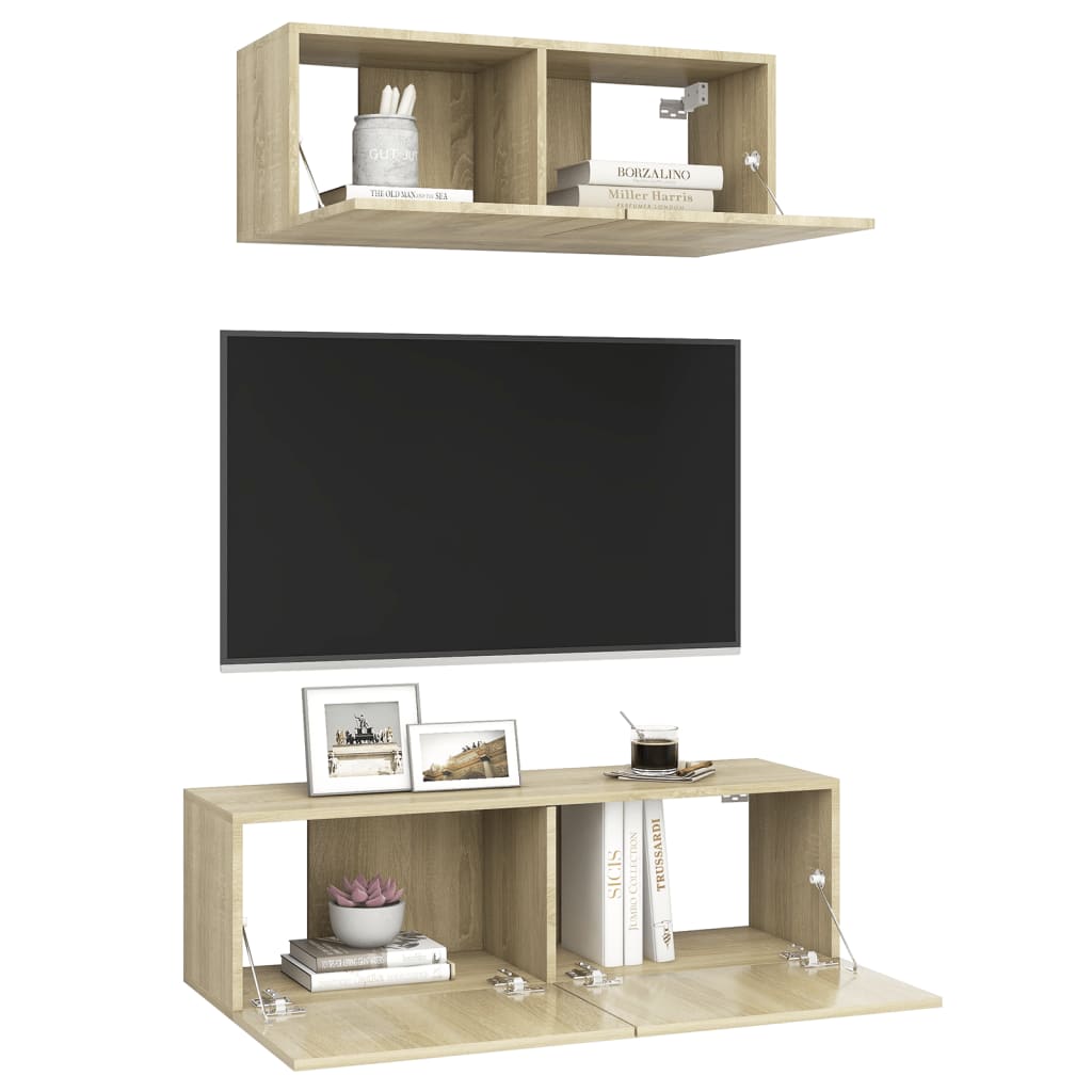 2-delige Tv-meubelset spaanplaat sonoma eikenkleurig – afbeelding 5
