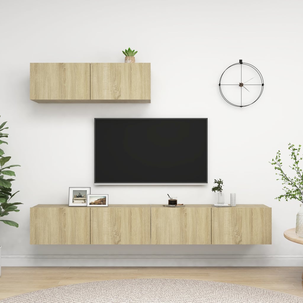 Tv-meubelen 3 st bewerkt hout sonoma eikenkleurig – afbeelding 1