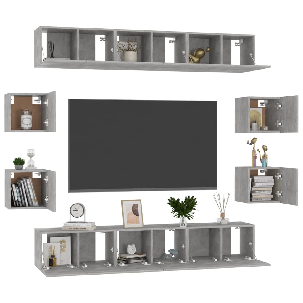 10-delige Tv-meubelset spaanplaat betongrijs – afbeelding 6