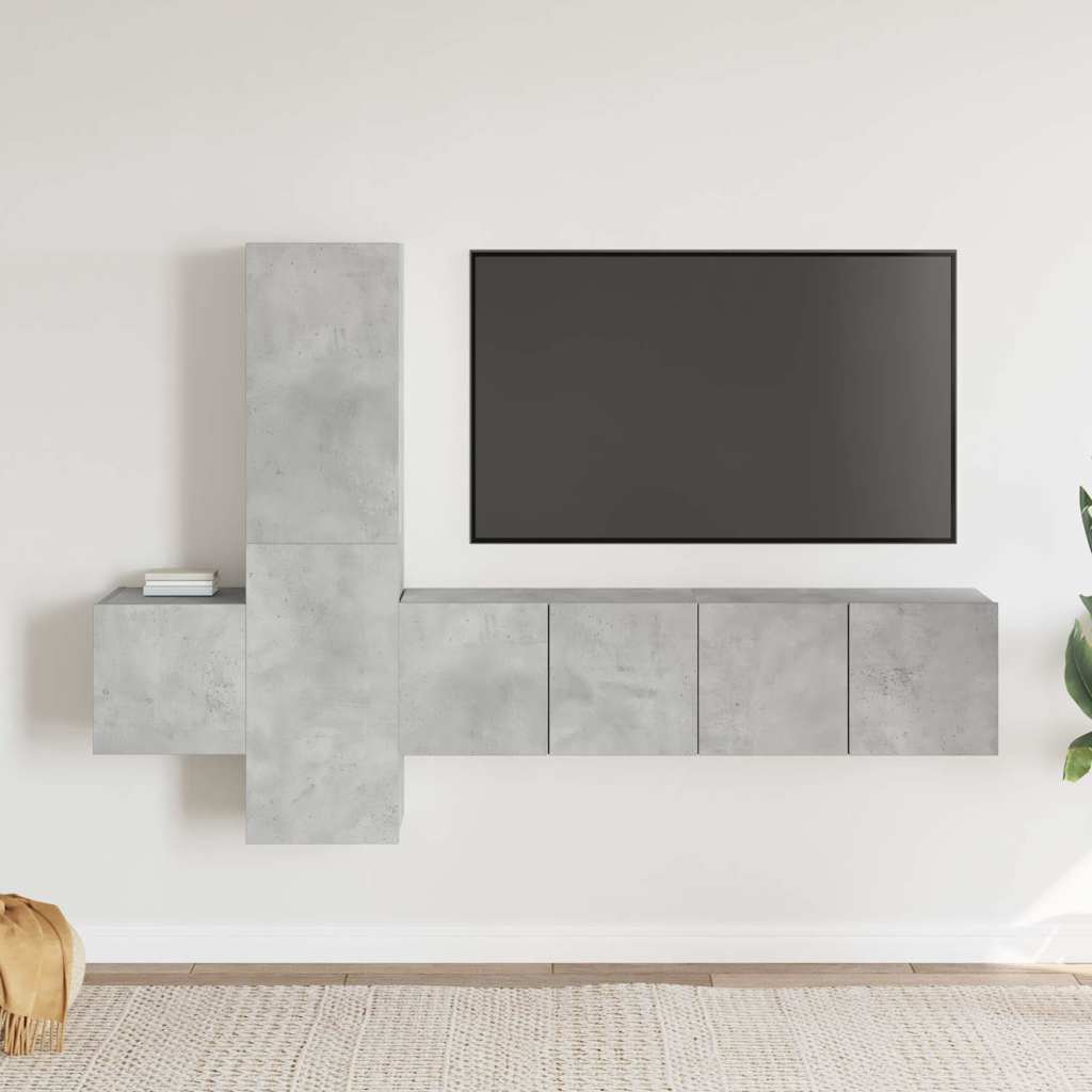 5-delige Tv-meubelset spaanplaat betongrijs