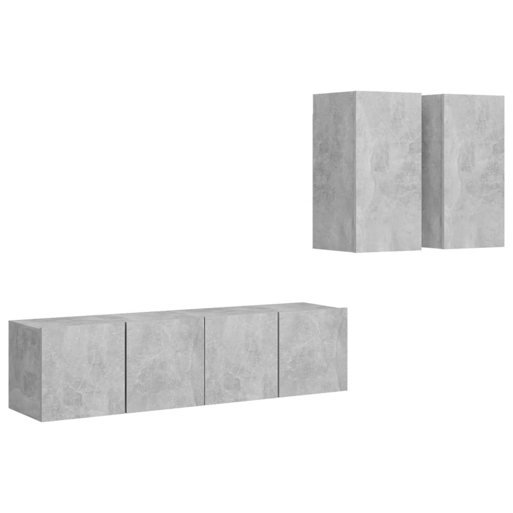 4-delige Tv-meubelset spaanplaat betongrijs – afbeelding 2