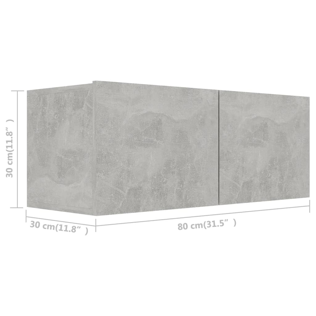 2-delige Tv-meubelset bewerkt hout betongrijs – afbeelding 6
