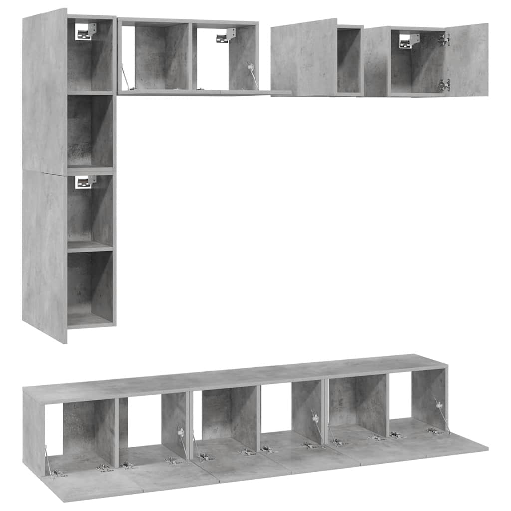 8-delige Tv-meubelset spaanplaat betongrijs – afbeelding 3