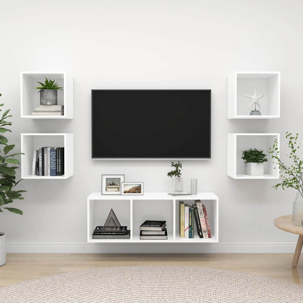5-delige Tv-meubelset spaanplaat wit – afbeelding 1