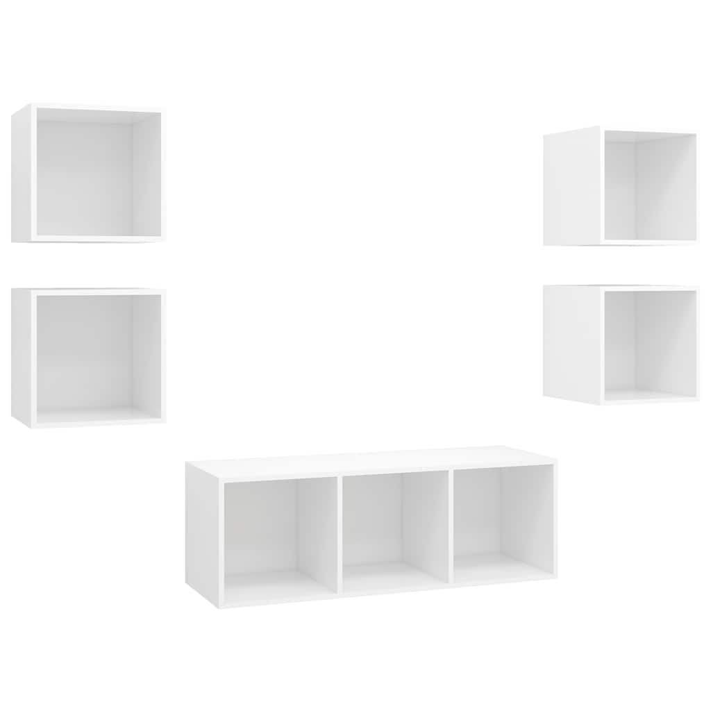 5-delige Tv-meubelset spaanplaat wit – afbeelding 2