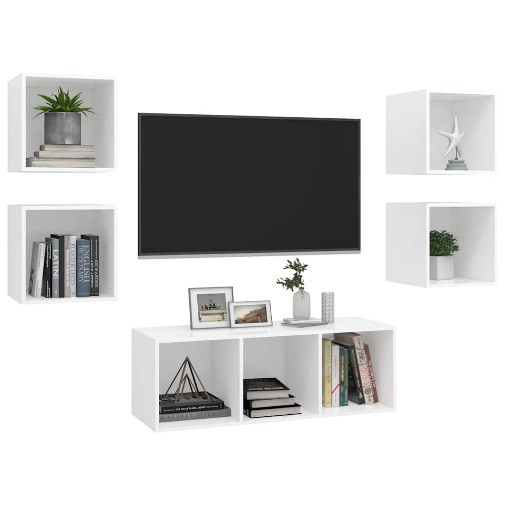 5-delige Tv-meubelset spaanplaat wit – afbeelding 3