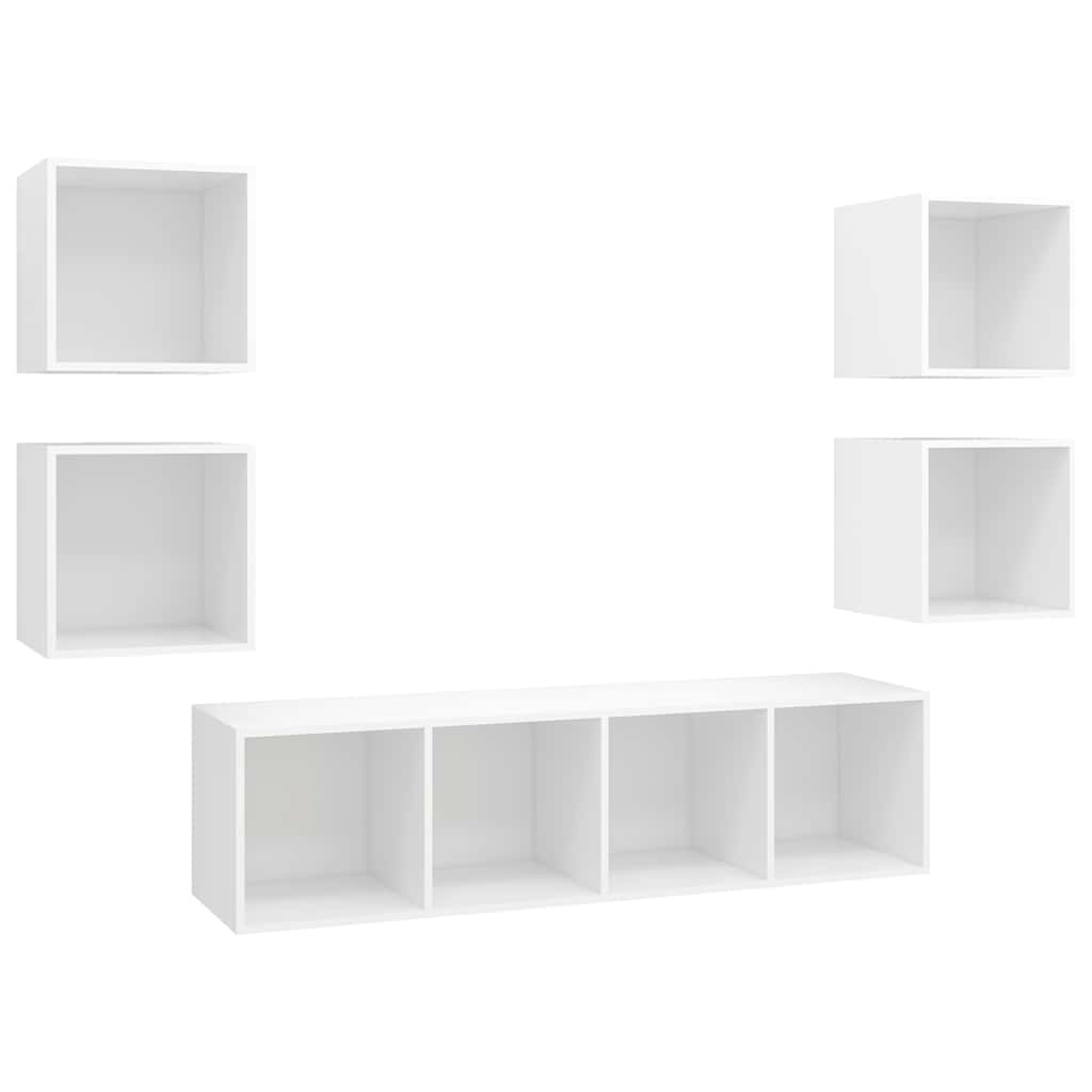 5-delige Tv-meubelset spaanplaat wit – afbeelding 2