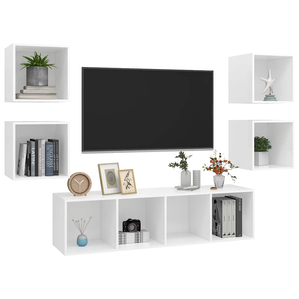 5-delige Tv-meubelset spaanplaat wit – afbeelding 3
