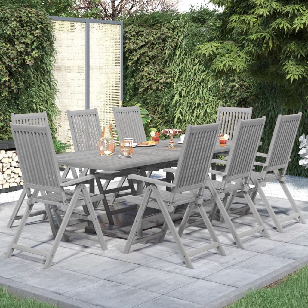 9-delige Tuinset massief acaciahout – afbeelding 1