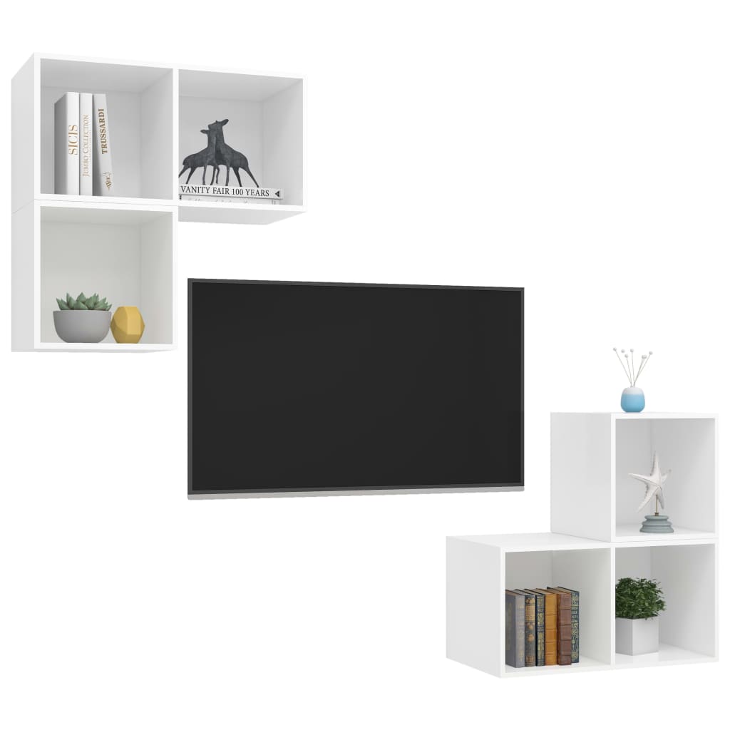 4-delige Tv-meubelset spaanplaat wit – afbeelding 3