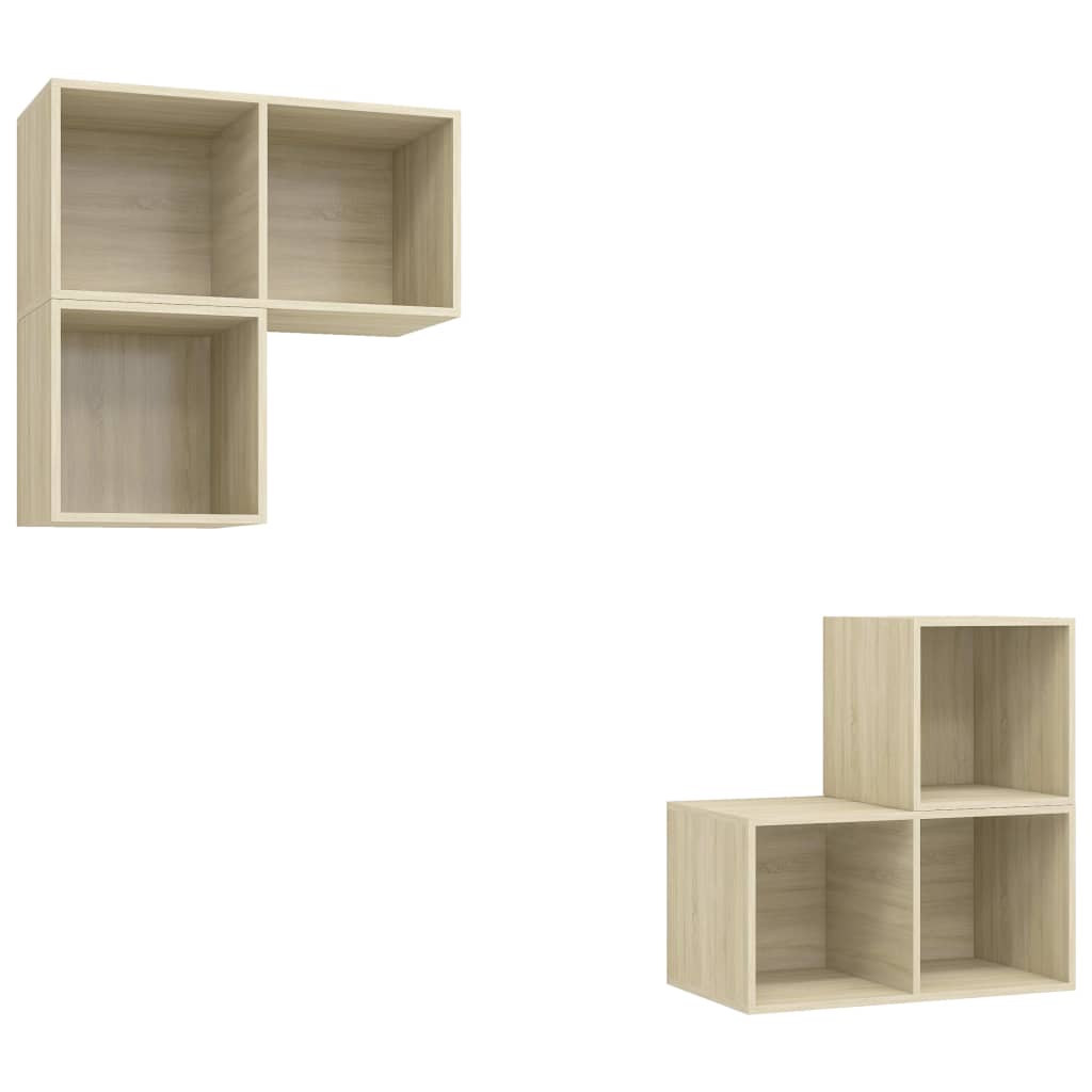 4-delige Tv-meubelset bewerkt hout sonoma eikenkleurig – afbeelding 2
