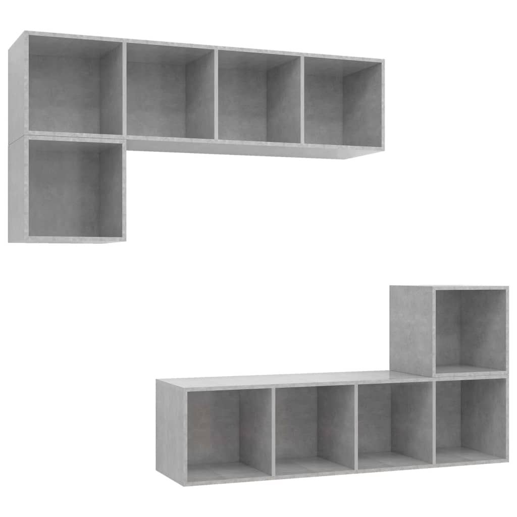 4-delige Tv-meubelset spaanplaat betongrijs – afbeelding 2