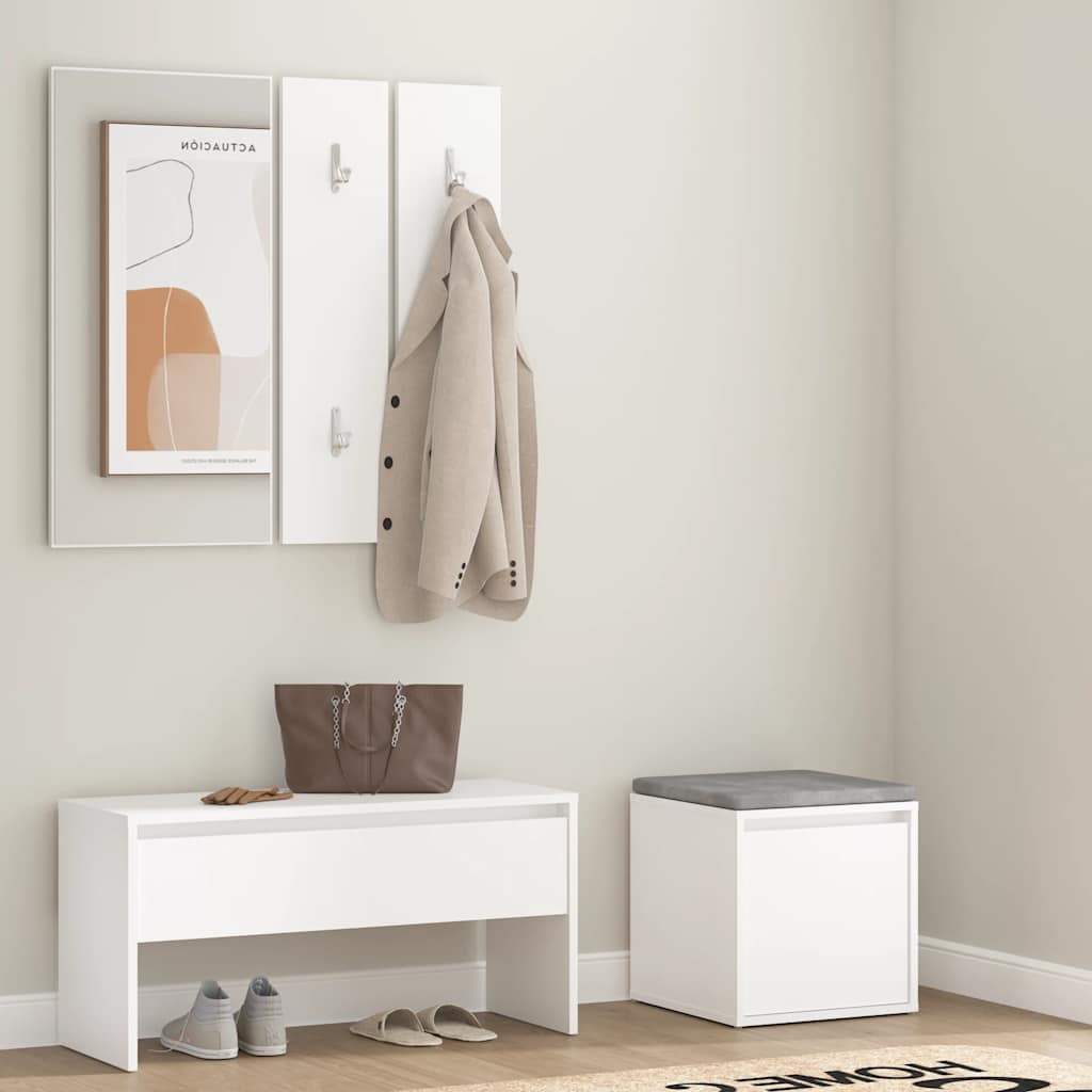 Garderobe set bewerkt hout wit