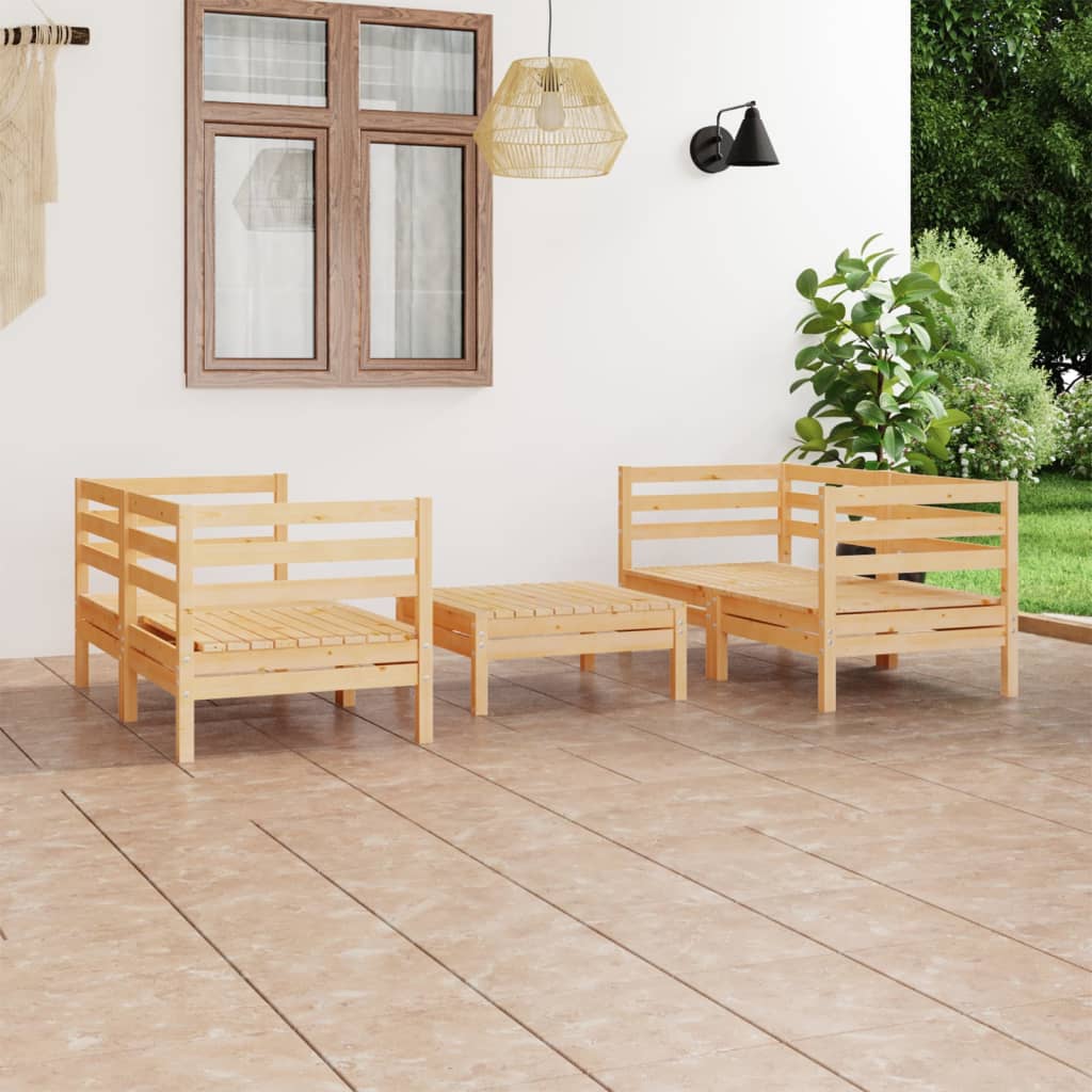 5-delige Loungeset massief grenenhout – afbeelding 1