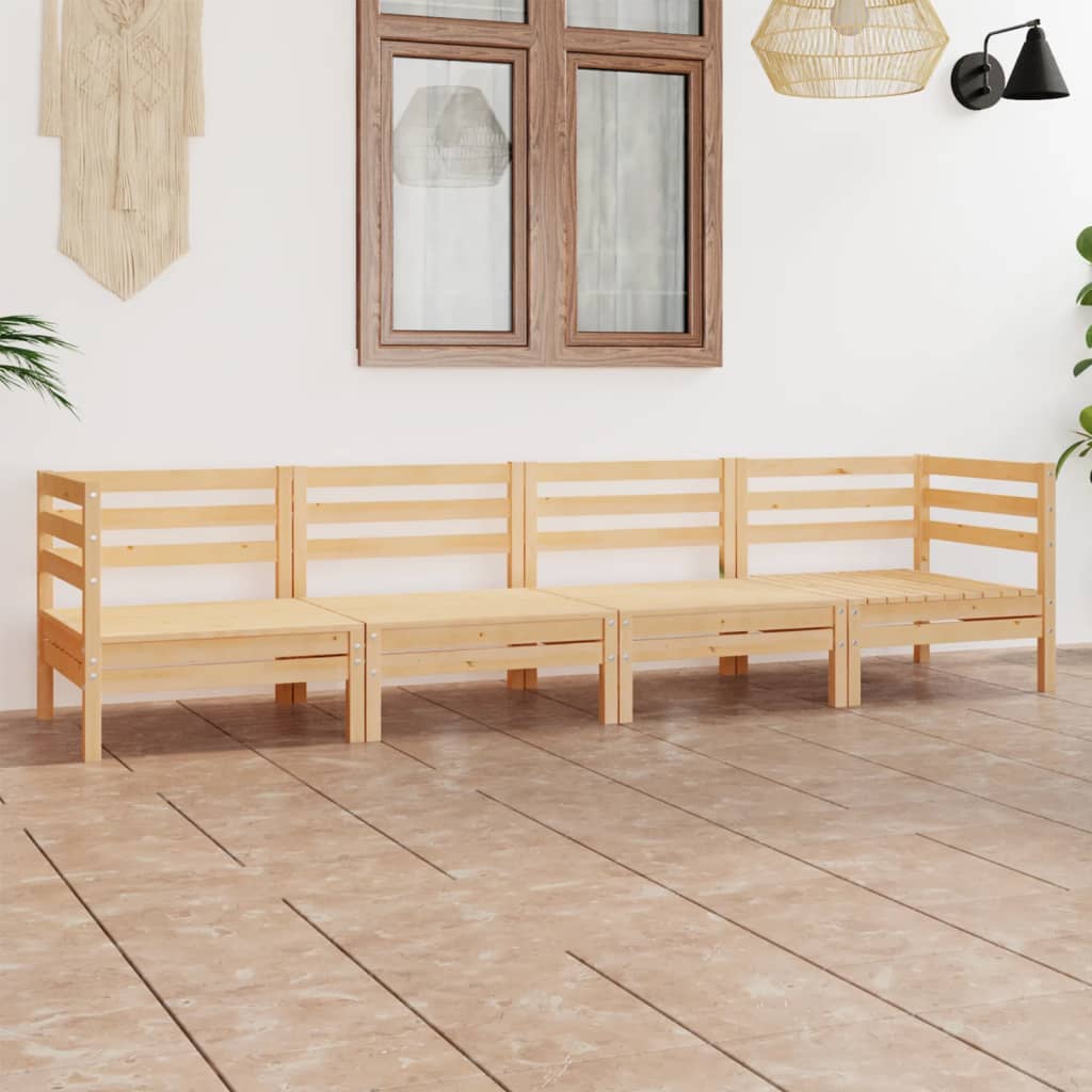 4-delige Loungeset massief grenenhout – afbeelding 1