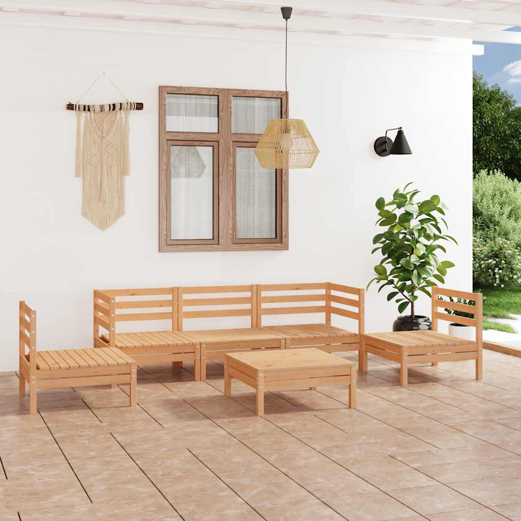 6-delige Loungeset massief grenenhout – afbeelding 1